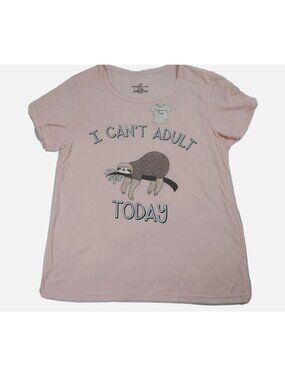 Bobbie Brooks Womens XL Pink Pajama Top With "I Cant Adult Today" Sloth Design